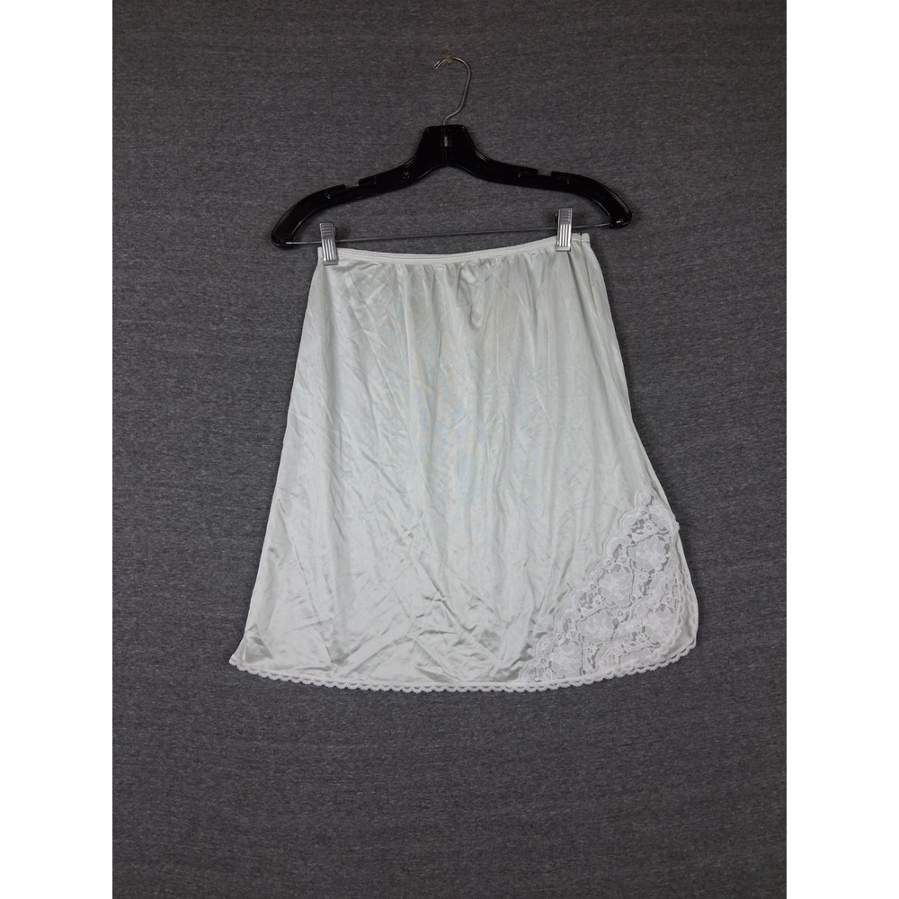 VTG Ashley Taylor Womens Slip‎ Skirt Large 30/32 White Satin Lace USA Feminine